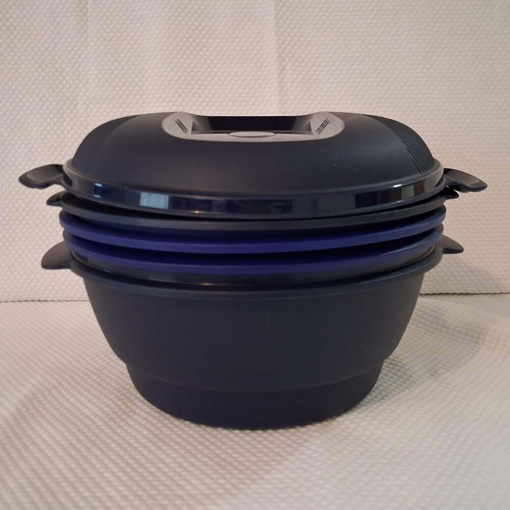 Tupperware Smart Microwave MULTI COOKER/Steamer Set COBALT Blue + Rice & Pasta